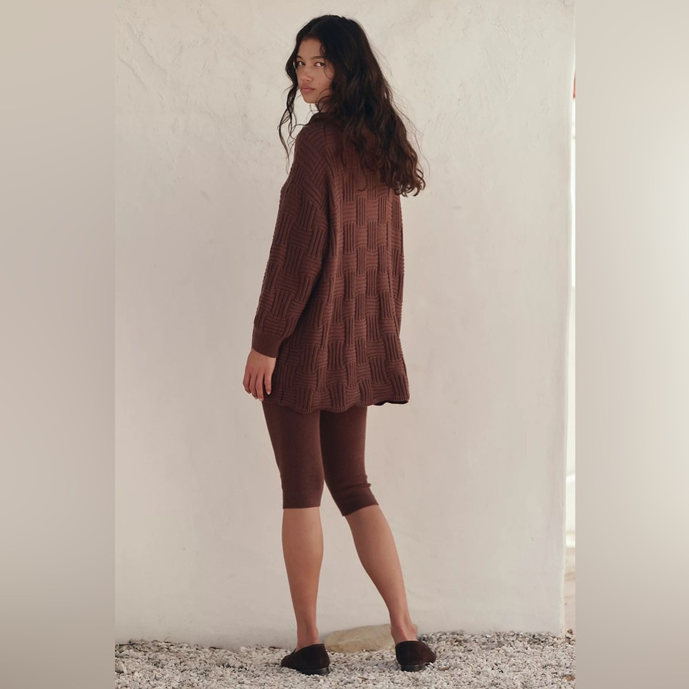Free People Chocolate Brown Textured Knit Cardigan